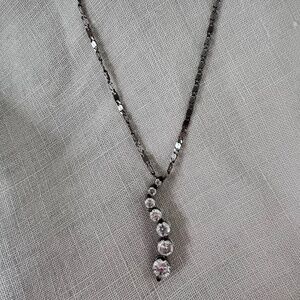 Italian Sterling Necklace w Rhinestone Pendant